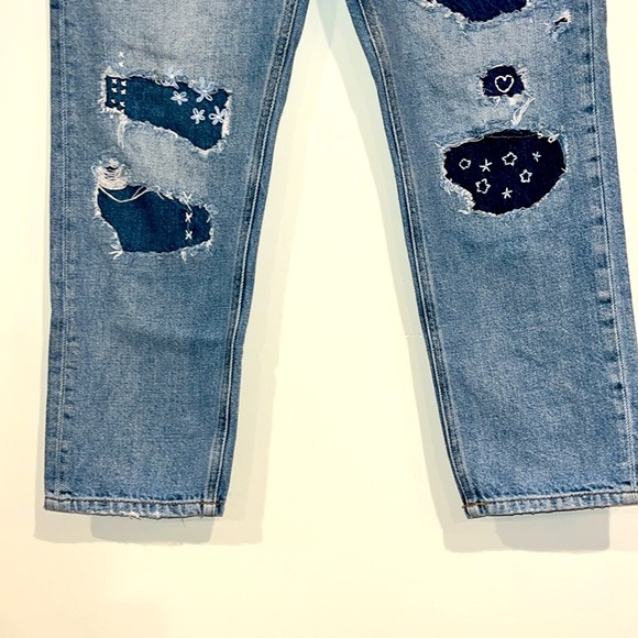 KANCAN Women’s 7/27 Estilo Jeans Distressed Patch Embroidered DIY Denim Ankle - Picture 6 of 9